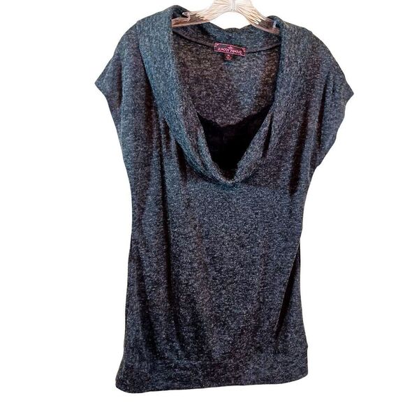 Almost Famous Women Grey Cowl Neck Lace Insert Short Sleeve Casual Sweater Sz XL - Picture 4 of 7